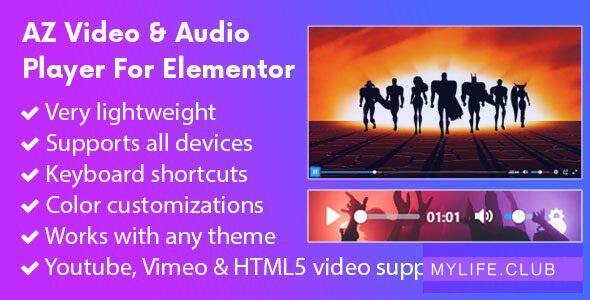 AZ Video and Audio Player Addon for Elementor v1.0.9
