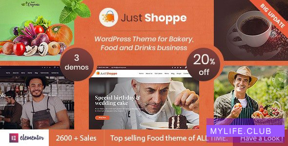 Justshoppe v11.7 – Elementor Cake Bakery WordPress Theme
