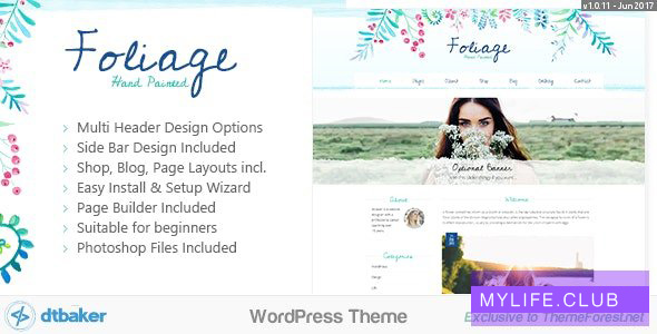 Foliage Watercolor v1.0.11 – Creative WordPress Theme