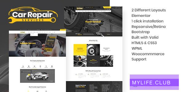 Car Repair Services & Auto Mechanic v3.5 – WordPress Theme + RTL 【nulled】