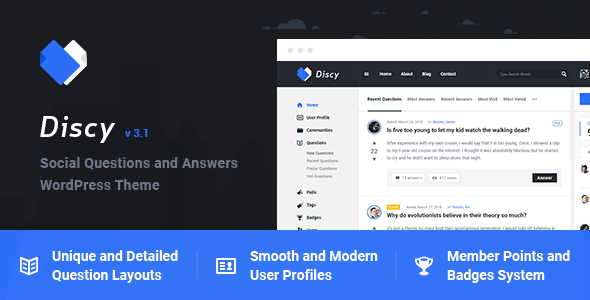 Discy v4.8.1 – Social Questions and Answers WordPress Theme 【nulled】