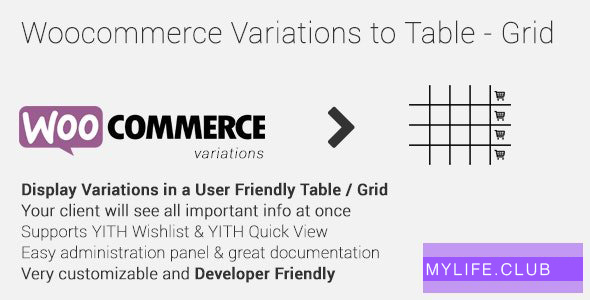 Woocommerce Variations to Table – Grid v1.4.7