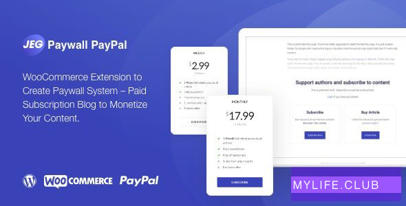 Jeg Paypal Paywall & Content Subscriptions System v1.0.2 – WooCommerce Plugin