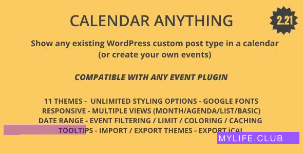 Calendar Anything v2.27 – Show any existing WordPress custom post type in a calendar