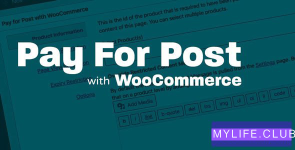 Pay For Post with WooCommerce Premium v3.0.6 【nulled】