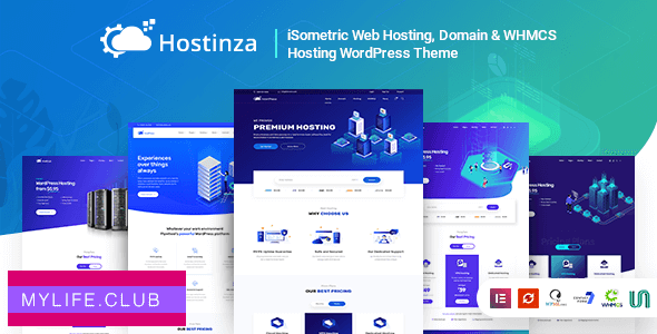 Hostinza v2.9.5 – Isometric Domain & Whmcs Web Hosting WordPress Theme
